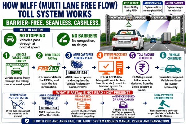 multi lane free flow, MLFF, RFID, Tolling without barriers