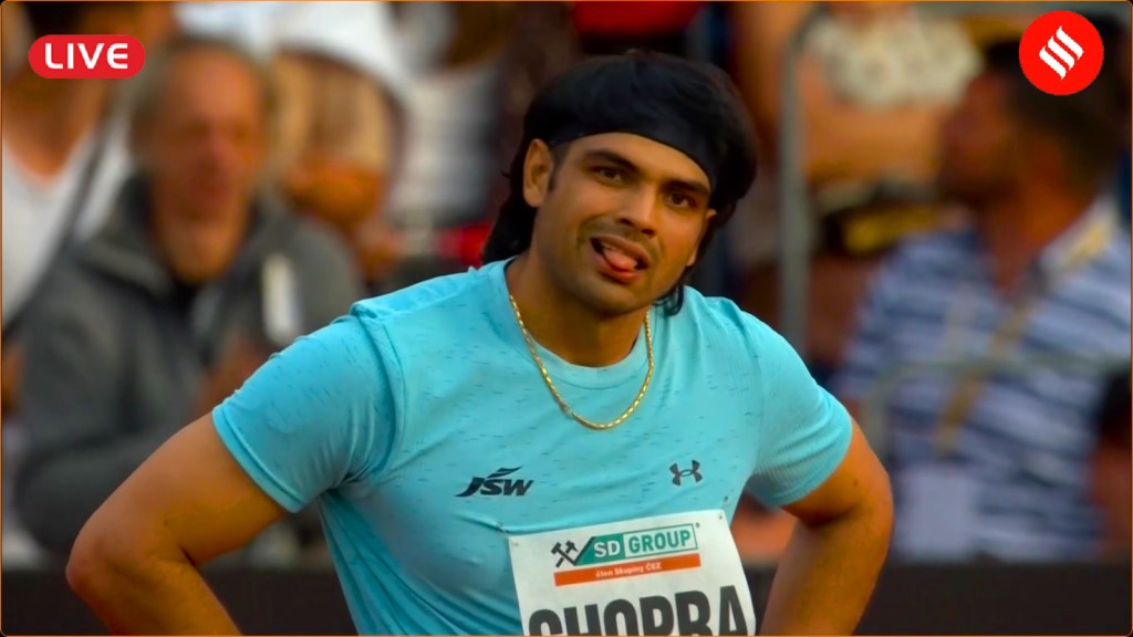 Neeraj Chopra in action at the Lausanne Diamond League meet