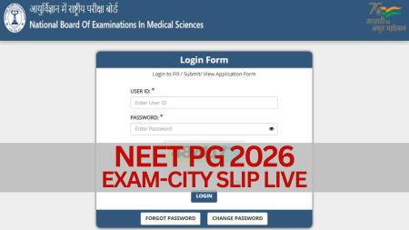 NEET PG 2026 City Slip Live