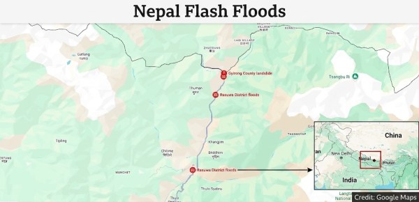 Nepal flash floods (Image: Google Maps)