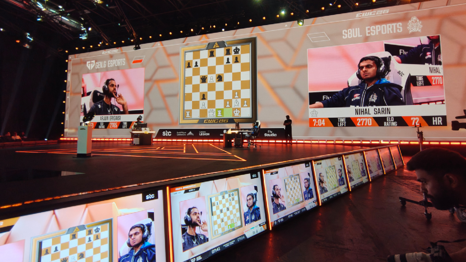 Arjun Erigaisi takes on Nihal Sarin in the Esports World Cup. (Express Photo) 
