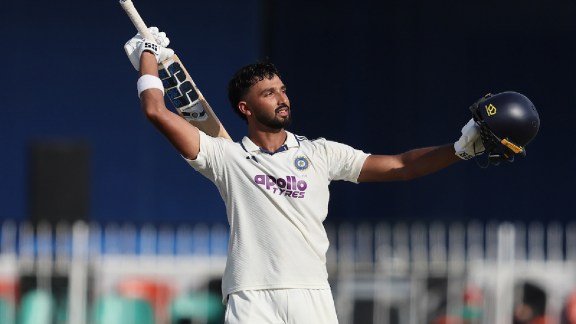 Devdutt Padikkal of India celebrates after scoring a hundred during Day 1 of the 2nd Test match between Sri Lanka and India at the Sinhalese Sports Club Ground, Colombo, Sri Lanka, on August 23, 2026.