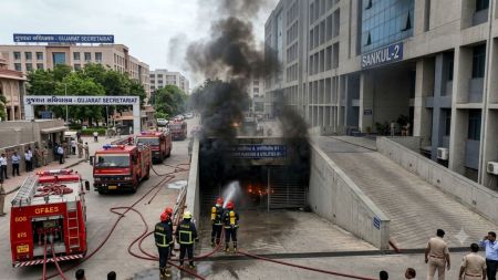 A fire broke out in the basement of a building at Gujarat Secretariat in Gandhinagar