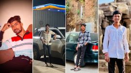 The four friends who were killed in the accident on Tuesday. (Express Photo/Vedant Waringe)