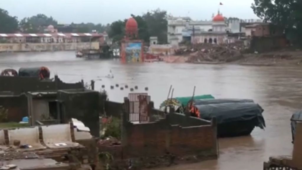 Streets and shops in Chitrakoot, Madhya Pradesh, covered in mud and sludge after the Mandakini river flooded the area, as flood-like conditions persist following heavy rains, August 31, 2026. Follow  for breaking news and live news updates from India and around the world. | PTI Photo