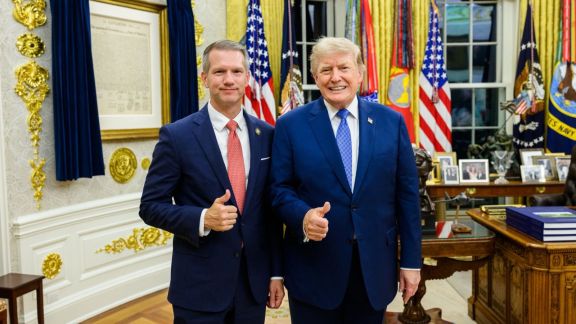 Republican Congressman Riley Moore with US President Donald Trump.