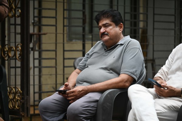 Divyesh Thakkar, father of Riddhi Thakkar, who died in a road accident in Chattisgarh, is seen at his residence in Mumbai's Kandivli