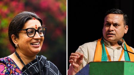 Former Union Minister Smriti Irani has been reappointed as general secretary, whereas Amit Malviya lost his position as BJP's social media convenor. (Credits: Facebook/ Amit Malviya/ Image enhanced with AI)