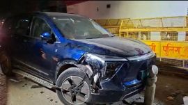 South Delhi: A Mahindra XEV 9e had allegedly collided with several vehicles before hitting the pedestrian couple near Kailash Colony Metro Station on Sunday. (Express)