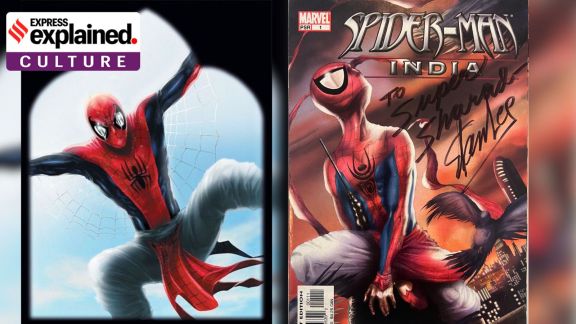 An Indian version of Spider-Man was created in 2004, with approval from Marvel Comics. While retaining the signature red and blue, his costume included a dhoti. (Special arrangement)