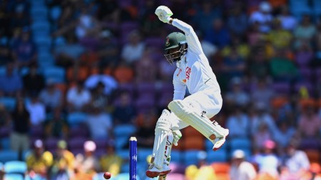 Tanzid Hasan of Bangladesh in action on day two of the first Test against Australia. (AP Photo)