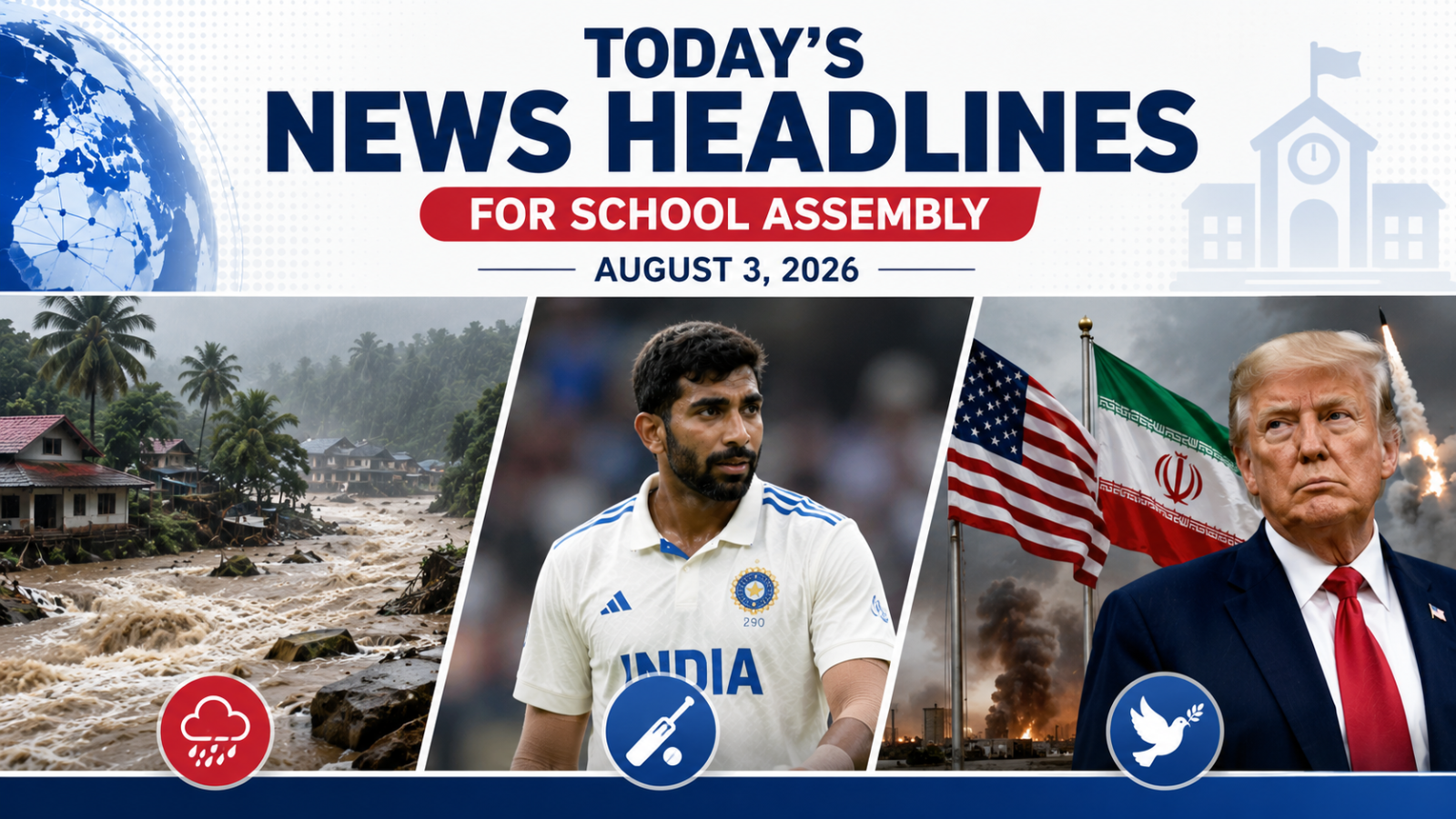 Today News Headlines for School Assembly, August 3, 2026