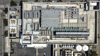 A drone view of the cooling system on the roof of the Digital Realty data center in Oakland, California, US, July 18, 2026. (Image: REUTERS/Fred Greaves)