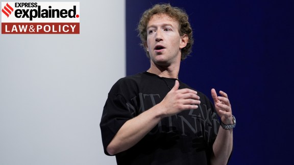 Mark Zuckerberg, the CEO of Meta, addressing the audience at a Meta Connect conference (AP Photo)