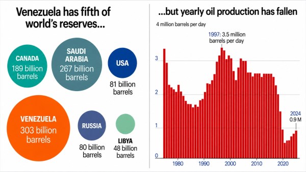 Venezuela has massive oil reserves but minuscule production