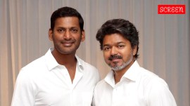 Actor Vishal with Tamil Nadu chief minister Vijay