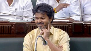 Tamil Nadu Chief Minister Joseph Vijay during the state Assembly session, in Chennai.