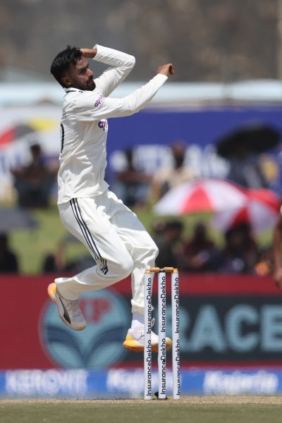 Manav Suthar struck with his first delivery in the Galle Test on Monday. (CREIMAS)