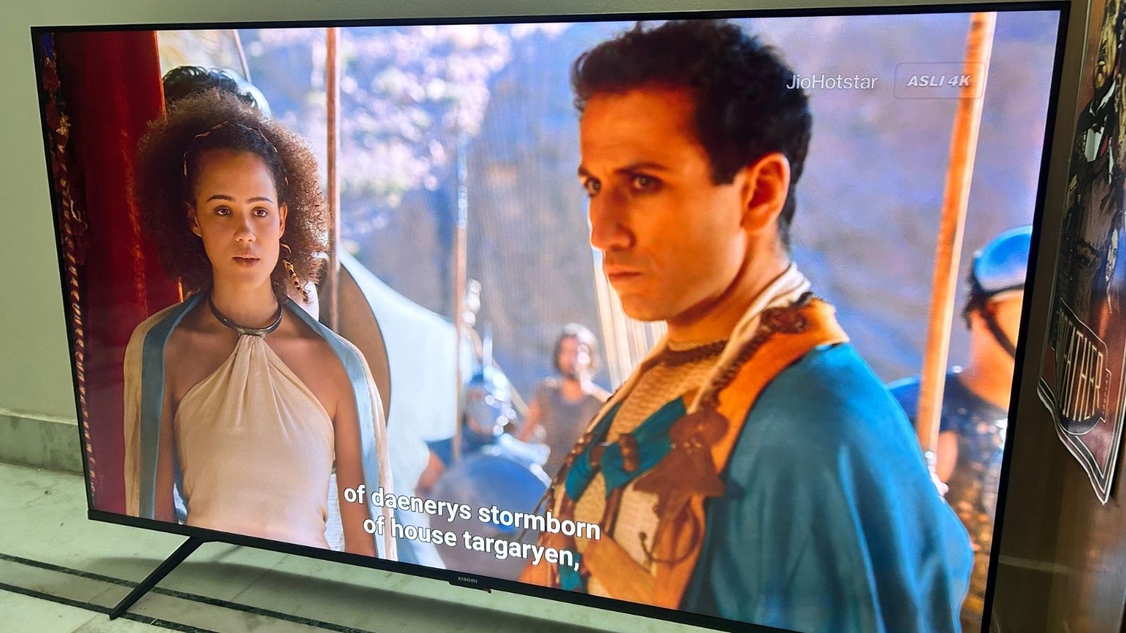 The TV’s QD Mini LED panel delivers vibrant colours and improved brightness compared with conventional LED displays.