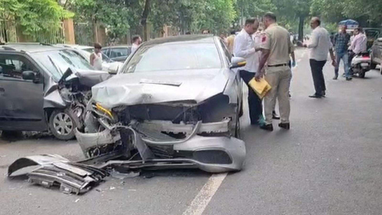 Speeding Mercedes hits another car, chain-collision kills woman; cop's son held
