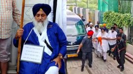 Badal was attacked shortly after he prayed at the Sikh shrine of Gurdwara Mata Saheb on August 13. (File photo)