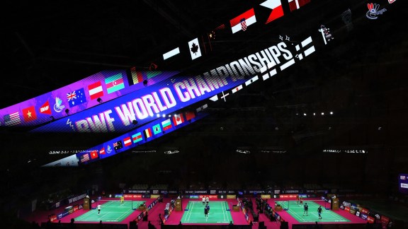 Badminton World Champions at the IG Stadium in Delhi. (Reuters Photo)