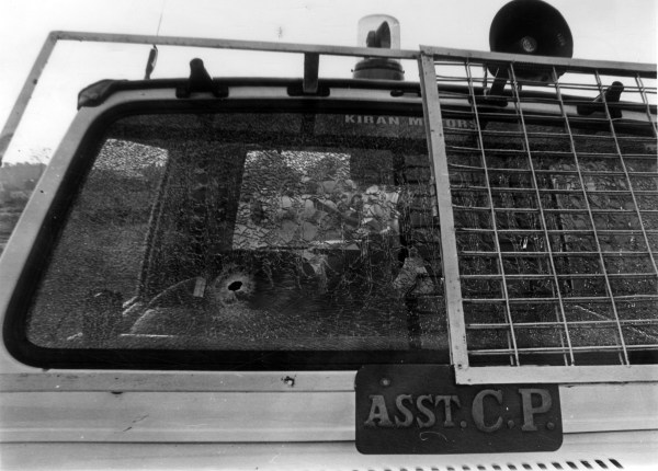 Gangster Abdul Latif's bullet hit the vehicle (car) of Assistant Commissioner of Police during the encounter in Ahmedabad. Express archive photo 29.11.1997