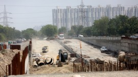 Under Construction underpass of Gaur city Gol Chakkar.
