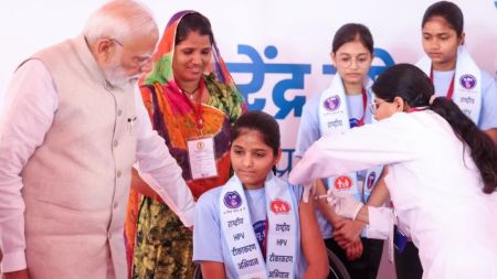 Prime Minister Narendra Modi launched the national HPV Vaccination Campaign Against Cervical Cancer. (Photo: X/@narendramodi)