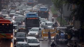 Rainfall in New Delhi on Monday. (Express Photo by Praveen Khanna)
