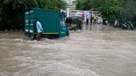 According to official estimates, Gurgaon recorded 75 mm of rainfall by 5 p.m. on Monday, including 52 mm during an intense three-hour spell. (Screenshot from social media post enhanced using AI)