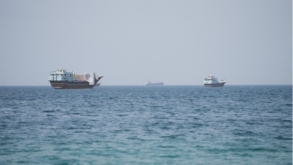 Vessels near the Strait of Hormuz, as seen from Musandam, Oman. (REUTERS FILE)