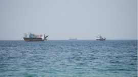 Vessels near the Strait of Hormuz, as seen from Musandam, Oman. (REUTERS FILE)