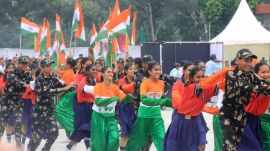 People participate in Independence Day celebrations as India’s 80th Independence Day. (Express photo by Kamleshwar Singh)