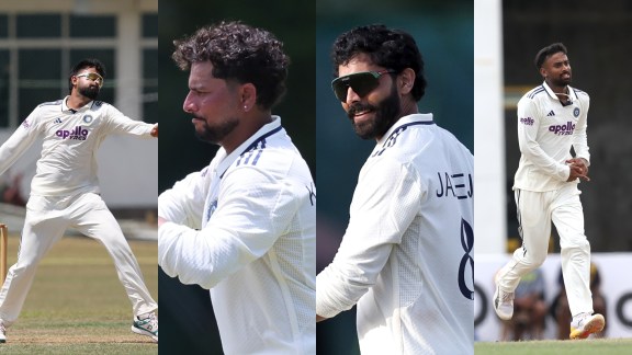 India's spin coach Sairaj Bahutule said that (from left to right) Saransh Jain, Kuldeep Yadav, Ravindra Jadeja and Manav Suthar have their own unique abilities. (BCCI/Creimas Photo)