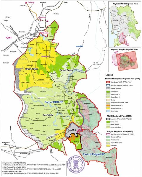 Part plan showing boundary of KSC New Town (Third Mumbai). Photo: MMRDA; image enhanced using AI.