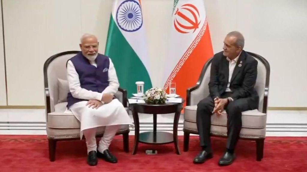 PM Narendra Modi with Iranian President Masoud Pezeshkian.