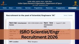 ISRO Scientist, Engineer recruitment 2026