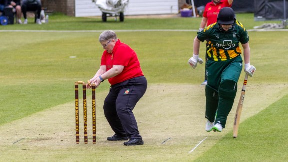 Isle of Man's Joanne Hicks became the oldest cricketer ever to record an international five-wicket haul at 51. (Isle of Man CA)