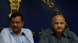 Aam Aadmi Party (AAP) leaders Arvind Kejriwal and Manish Sisodia