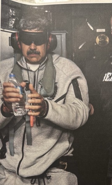 President Nicolas Maduro on board the USS Iwo Jima after his capture by the US. Wikimedia Commons