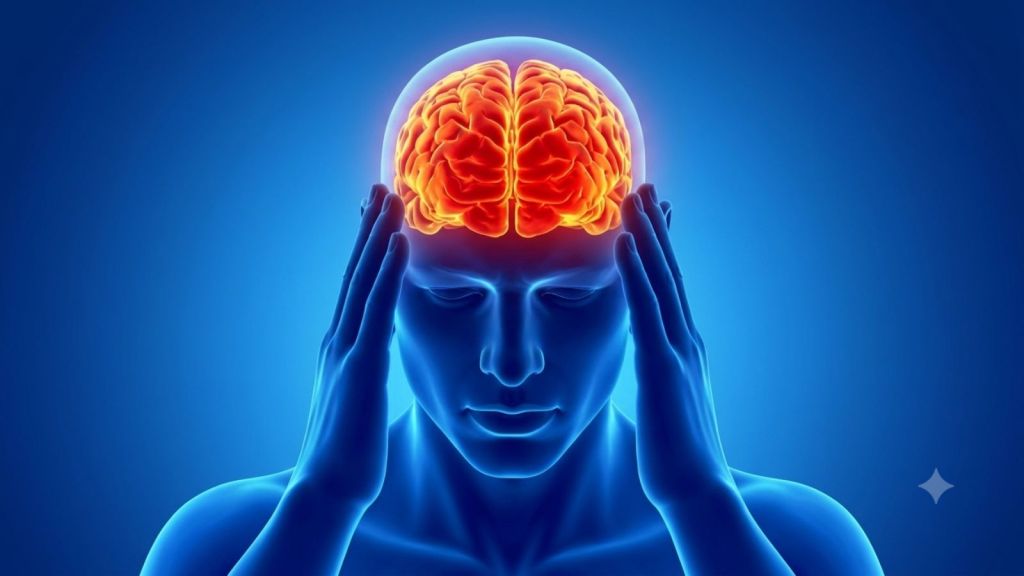 Man experiencing a migraine