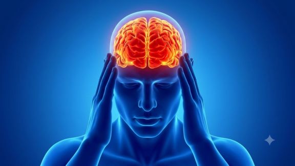 Man experiencing a migraine