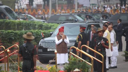 PM Narendra Modi urged political parties to support 33% reservation for women in the Lok Sabha and state Assemblies during his Independence Day speech. (Express Photo by Tashi Tobgyal)