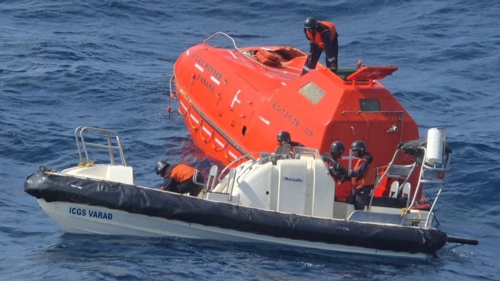 ICGS Varad, in coordination with merchant vessels in the area, is undertaking an extensive search for the missing crew members.