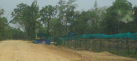 Police camps on the road to Kondapalli village