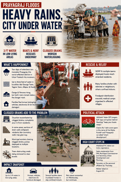 AI generated image of floods in Prayagraj and details