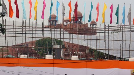 Security personnel checking at Red Fort ahead of Independence Day celebrations (Express Photo by Amit Mehra)