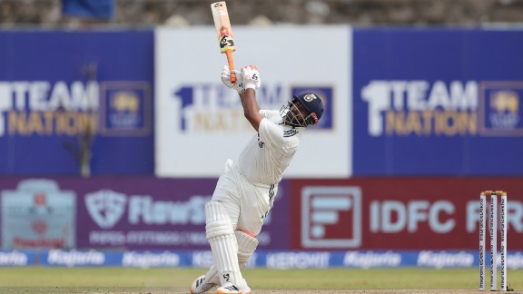 Rishabh Pant holed out on 39 off a rash slog in the first over of the second new ball in Galle on Sunday. (CREIMAS)