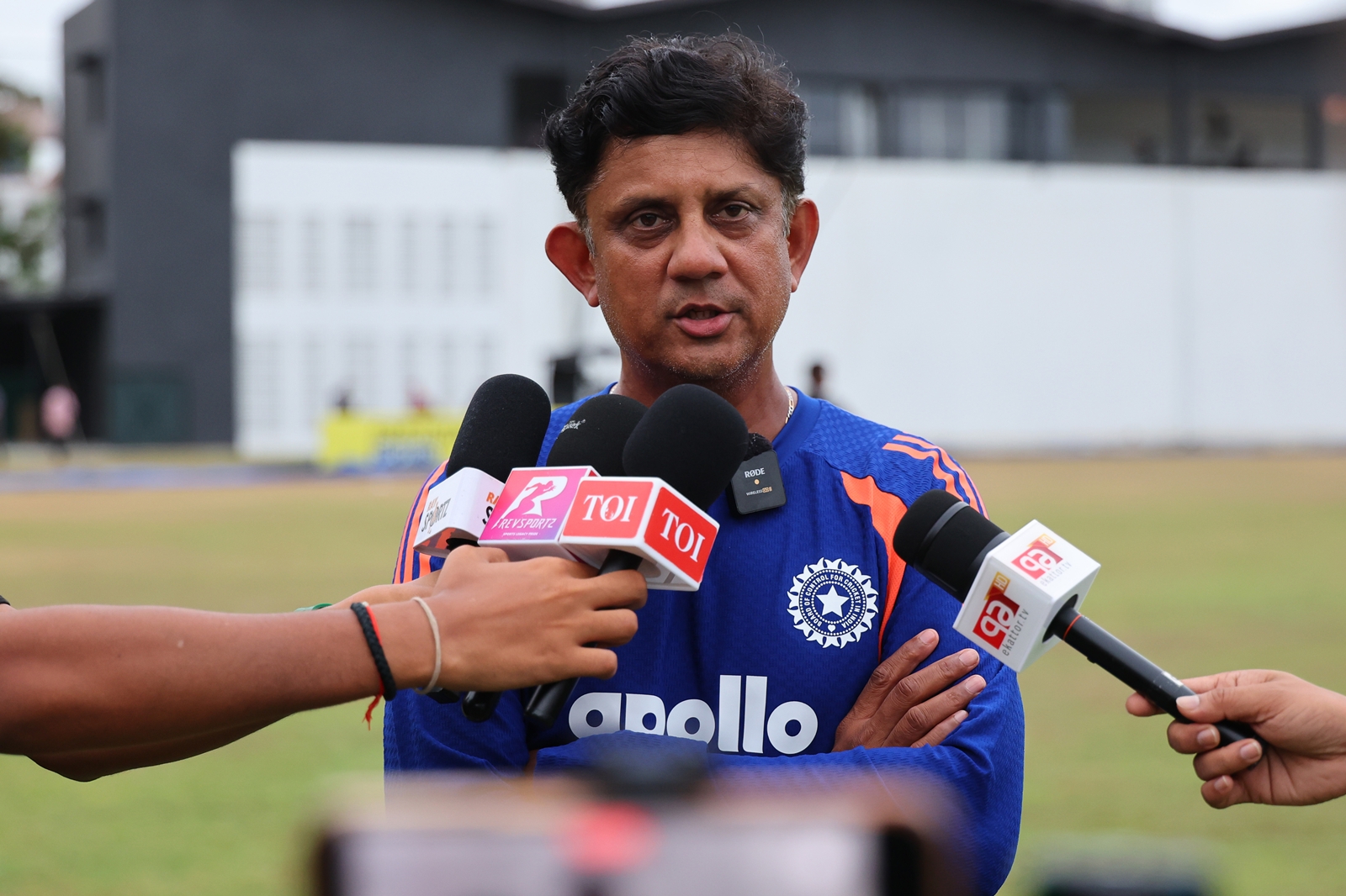 Sairaj Bahutule, spin bowling coach of India, during press conference after the Day 3 of the warm-up match between Sri Lanka XI and India at the NCC Ground, Colombo, Sri Lanka. (BCCI/Creimas Photo)